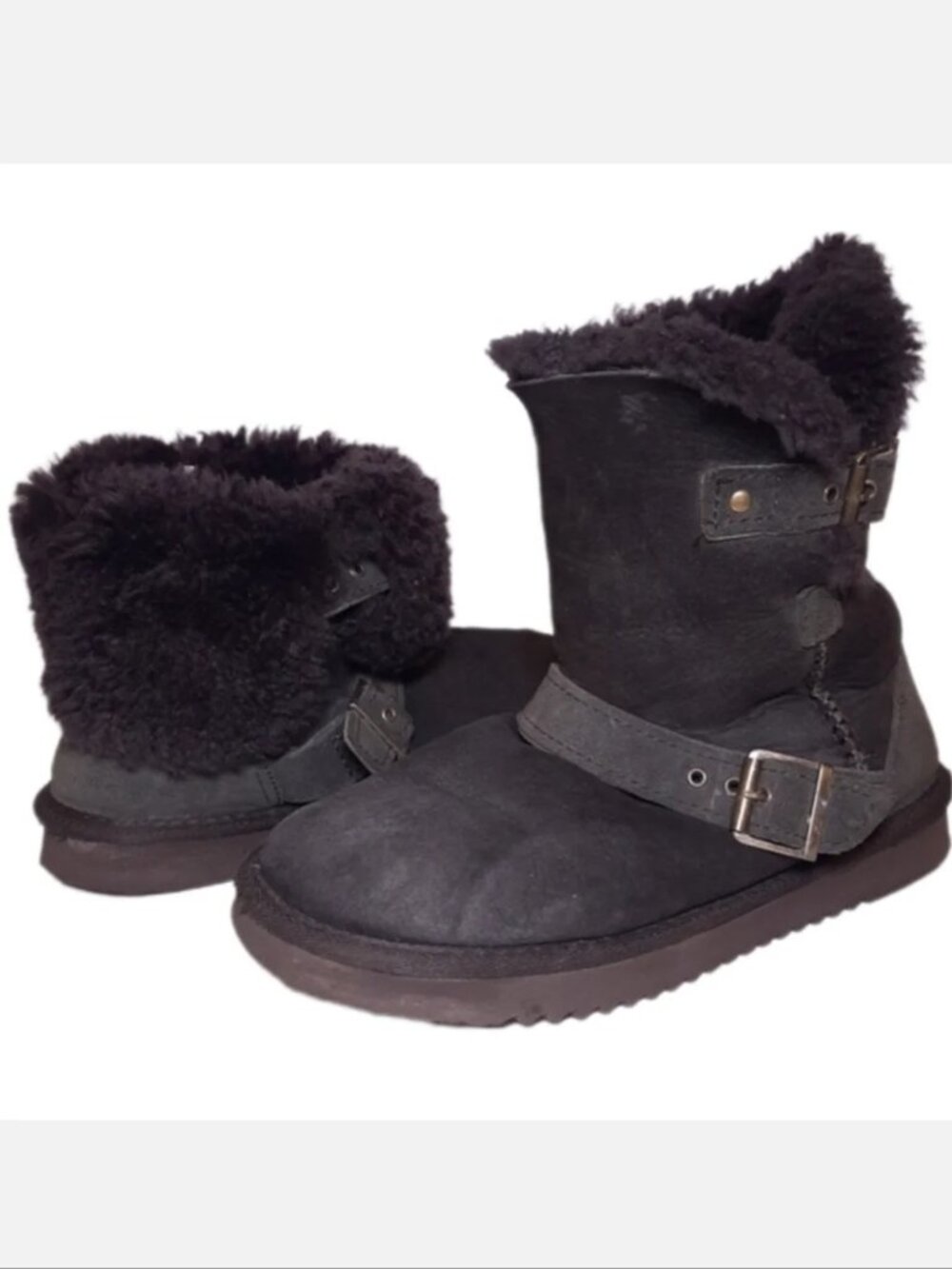 Kirkland Signature Sheepskin Shearling Boots Mid Calf Foldover Winter Size 8